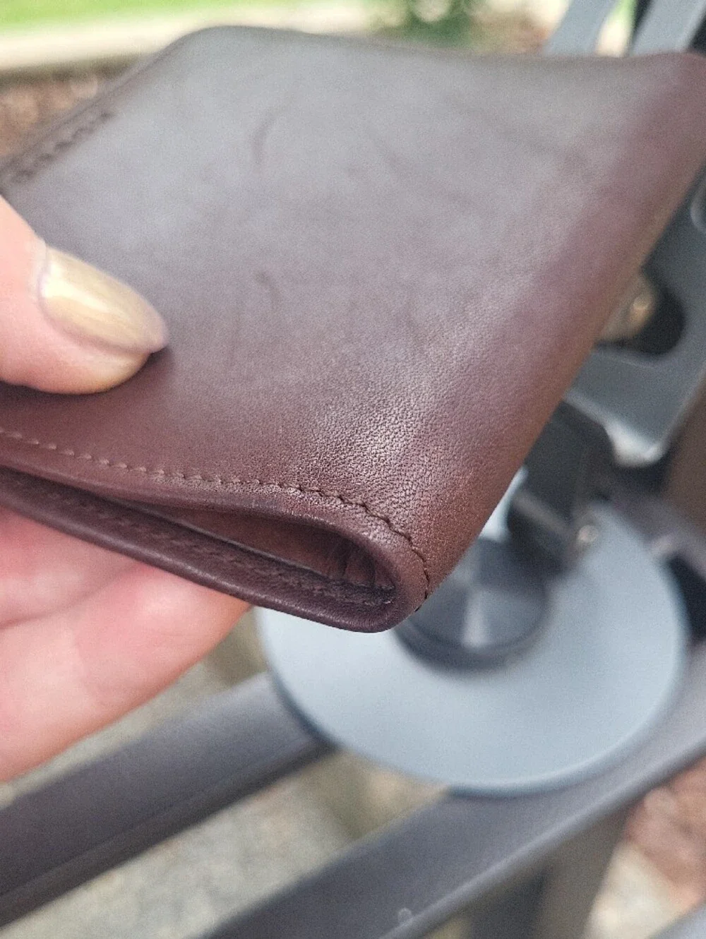 Coach  Dark Brown Leather Zip Card Wallet